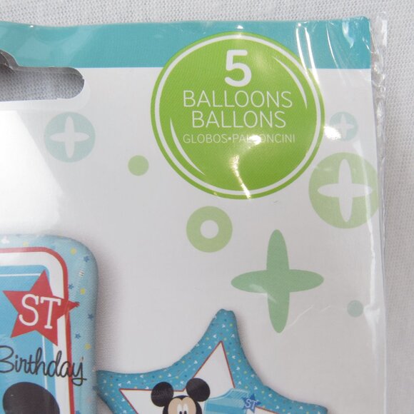Mickey Mouse Balloon Bouquet 1st Birthday Age 1 Party Decorations Pack of 5 - Picture 4 of 5